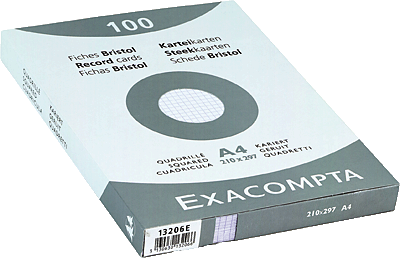 Exacompta Karteikarten, kariert/13206E A4 weiß Inh.100