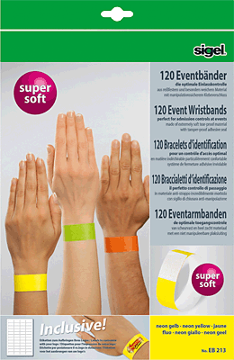 Sigel Eventbänder Super Soft neon gelb/EB213 255x25 mm Inh.120 ST