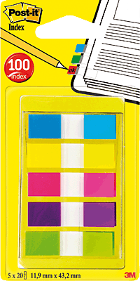 Post-it Index Mini Etui/6835CBEU 12,7x43,7 mm Inh.je 20