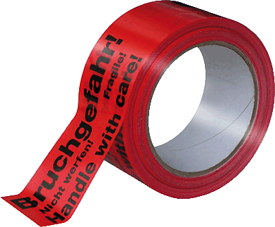 Signalklebeband Bruchgefahr/2161 50mm x 66m rot/schwarz Bruchgefahr 3sprach.