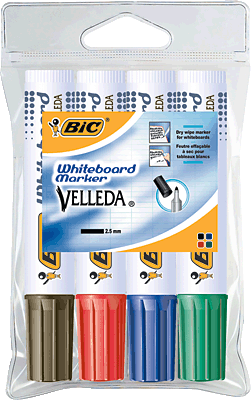Bic Whiteboardmarker Velleda 1711, sortiert/875785 Etui à 4, sortiert Inh.4