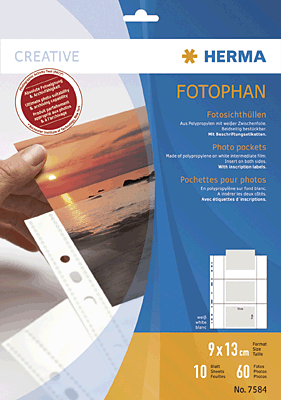 HERMA Einlageblätter fotophan/7584 9 x 13 quer weiß 10 Inh.10
