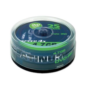 Platinum DVD-Rohlinge "DVD-RW", 25 Stück