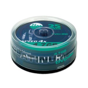 Platinum DVD-Rohlinge "DVD+RW", 25 Stück