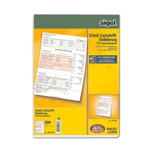 Sigel PC-Scheck-/Lastschrift-Einlieferung, 100 Blatt