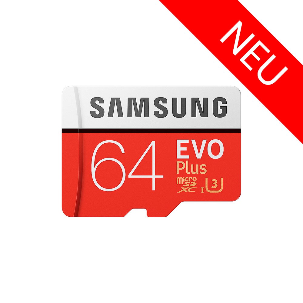 Samsung Evo Plus 64 GB microSDXC Speicherkarte (100 MB/s, Class 10, UHS-I, U3)