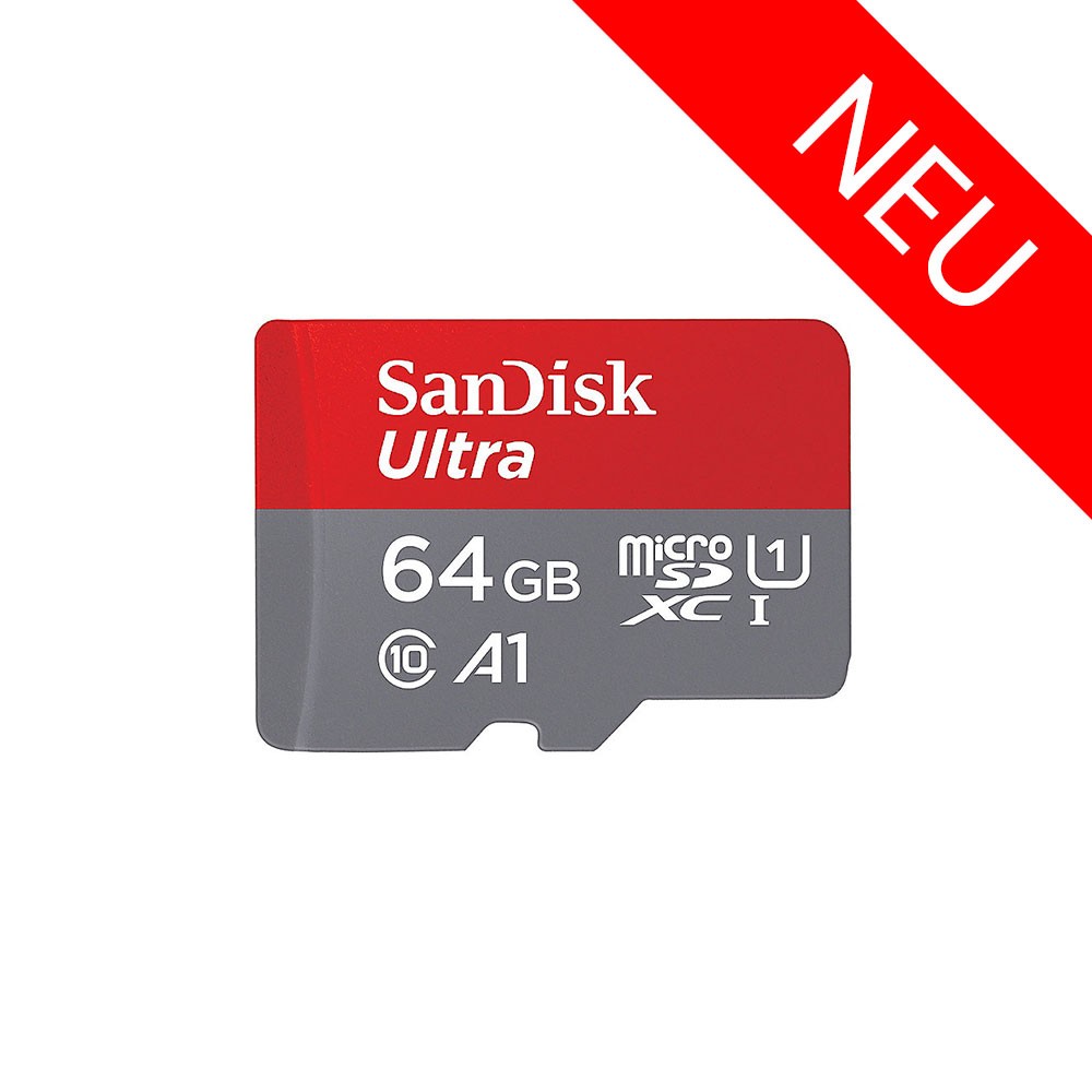 SanDisk Ultra 64 GB microSDXC Speicherkarte Kit (100 MB/s, Class 10, U1, A1)