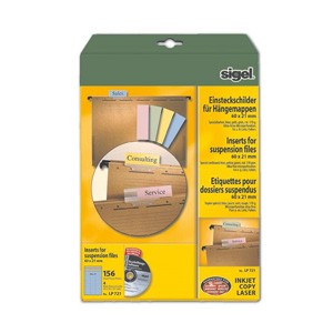 Sigel PC-Einsteckschilder für Hängemappen, farbig