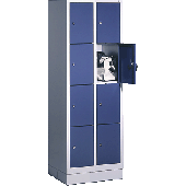 C+P Fächerschrank 2x4 Fächer/8020-204 H180xB61xT50 cm lichtgrau/blau
