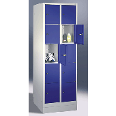 C+P Fächerschrank 2x5 Fächer/8020-205 H180xB61xT50 cm lichtgrau/blau