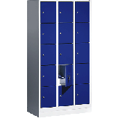C+P Fächerschrank 3x5 Fächer/8020-305 H180xB90xT50 cm lichtgrau/blau