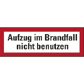 Feuerwehrschild Aufzug im Brandfall nicht benutzen/2456 210x74mm
