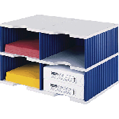 styrodoc Sortierstation Duo JUMBO mit 4 Fächern/268022238 485x331x293 grau/blau