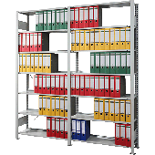 Büro Steck Compact Grundregal 220x100x30 cm/68571 RAL 7035 lichtgrau 7 Böden