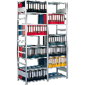 Meta Steck Compact Grundregal/77636 H185xB100xT30 cm lichtgrau 6 Böden 60 Ordner
