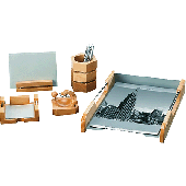 Rumold Schreibtisch-Set 5-teilig/965700 Naturholz/Silber Naturholz/Edelstahl
