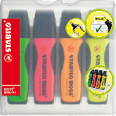 STABILO Textmarker EXECUTIVE 4er Etui/73/4 gelb, grün, orange, pink Inh.4 Stück