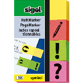 Sigel Haft-Marker Symbol sort/HN635 50x80 mm gelb, orange, grün, pink Inh.160 BL